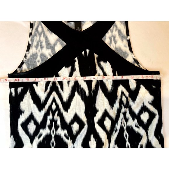 I-N-C International Concept Geometric Women Tank Top Grecian Neck Black White M - Picture 4 of 6